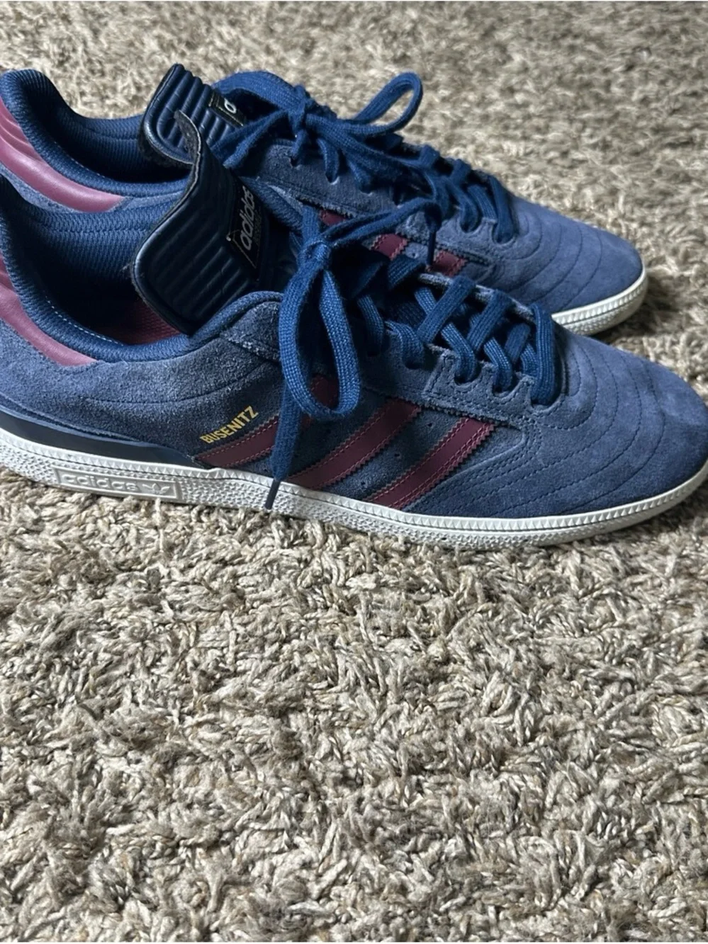 Adidas Busenitz Skate Shoes Navy Suede Burgundy Strips Sneakers Men’s Size 14